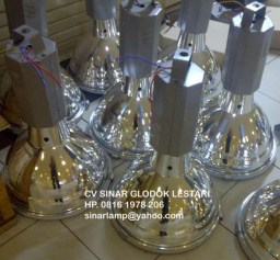 Kap Lampu Industri 38cm + Cover Tutup Kaca Safety Glass